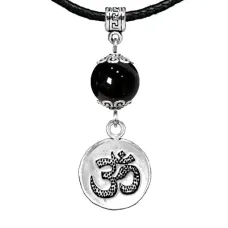 Амулет Ом (защита и духовное развитие), черный агат MKA33-18