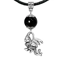 Амулет Дракон (удача, могущество, успех), черный агат MKA33-25