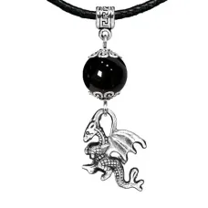 Амулет Дракон (удача, могущество, успех), черный агат MKA33-25