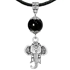 Амулет Слон (мудрость, сила, долголетие), черный агат MKA33-26