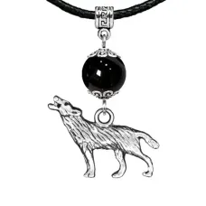 Амулет Волк (защита, сила, победа), черный агат MKA33-28