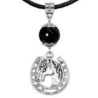 Амулет Подкова (счастье), черный агат MKA33-31