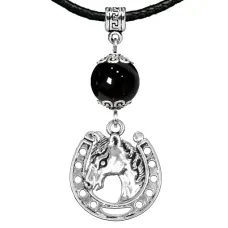 Амулет Подкова (счастье), черный агат MKA33-31