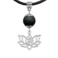 Амулет Ом и лотос (защита, гармония, развитие), шунгит (синт.) MKA34-30