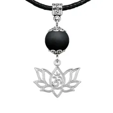 Амулет Ом и лотос (защита, гармония, развитие), шунгит (синт.) MKA34-30