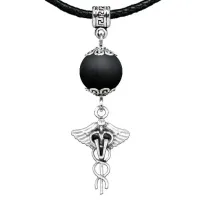 Амулет Кадуцей (здоровье, бизнес, гармония), шунгит (синт.) MKA34-33