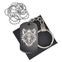 Черный жетон Волк анфас BKZB-444