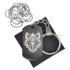 Черный жетон Волк анфас BKZB-444