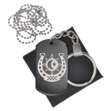 Черный жетон Подкова Солнце и Луна BKZB-449