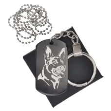 Черный жетон Овчарка портрет BKZB-522