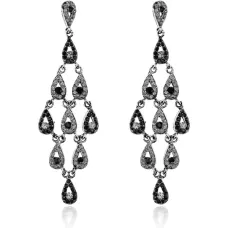 Серьги Вечерние, цвет черный UD004-b