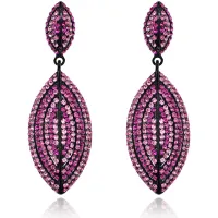 Серьги Два листа со стразами UD005