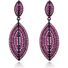 Серьги Два листа со стразами UD005