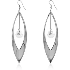 Серьги с кристаллом и стразой, цвет серебряный UD008-s