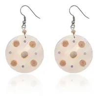 Серьги Круг с перламутром UD009