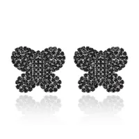 Серьги Бабочка со стразами, цвет черный UD012-b