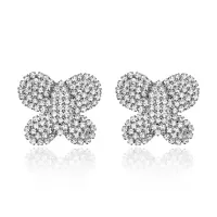 Серьги Бабочка со стразами, цвет серебряный UD012-s