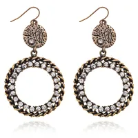 Серьги Кольцо и листья, цвет золотой UD014-g