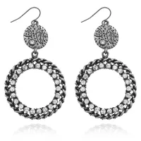 Серьги Кольцо и листья, цвет серебряный UD014-s