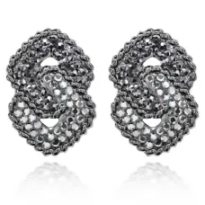 Серьги Два ромба, цвет серебряный UD023-s