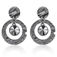 Серьги с кристаллом, цвет черный UD031-b