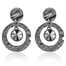 Серьги с кристаллом, цвет черный UD031-b