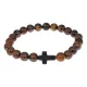 Христианский браслет Крест с нат.камнем Тигровый глаз 8мм BSH-12-19