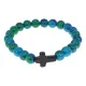 Христианский браслет Крест с синт.камнем Хризоколла 8мм BSH-12-21