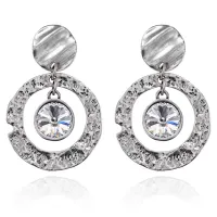 Серьги с кристаллом, цвет черно-серебряный UD031-w