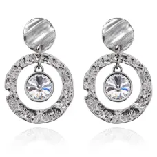 Серьги с кристаллом, цвет черно-серебряный UD031-w