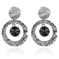 Серьги с кристаллом, цвет серебряный UD031-s