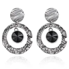 Серьги с кристаллом, цвет серебряный UD031-s