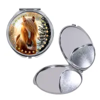 Круглое складное зеркало, цвет серебро, Год Лошади C0901016