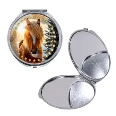 Круглое складное зеркало, цвет серебро, Год Лошади C0901016