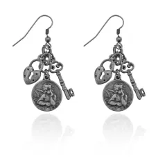 Серьги Ключ от сердца, цвет серебряный UD033-s