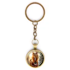 Круглый брелок, цвет бронза, с цепочкой, Год Лошади C0901018