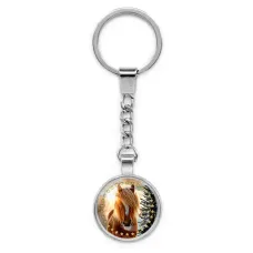 Круглый брелок, цвет серебро, с цепочкой, Год Лошади C0901022