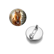 Круглый значок, цвет серебро, Год Лошади C0901023