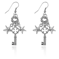 Серьги Ключ и звезды, цвет серебряный UD034-s