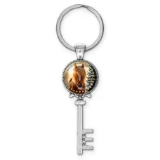 Брелок ключ, цвет серебро, с кольцом для ключей, Год Лошади C0901044