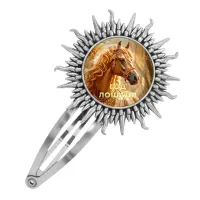 Заколка металлическая, цвет серебро, Год Лошади C0902045