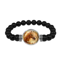 Браслет из черного агата, Год Лошади C0902056