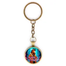 Круглый брелок, цвет бронза, с цепочкой, Конь в пальто C0903018