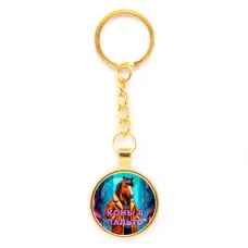 Круглый брелок, цвет золото, с цепочкой, Конь в пальто C0903020