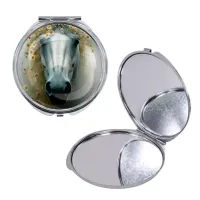 Круглое складное зеркало, цвет серебро, Лошадка в тумане C0904016