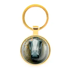 Круглый брелок, цвет золото, Лошадка в тумане C0904019