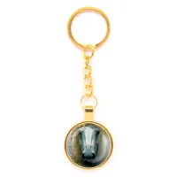 Круглый брелок, цвет золото, с цепочкой, Лошадка в тумане C0904020