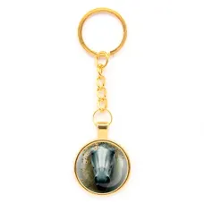 Круглый брелок, цвет золото, с цепочкой, Лошадка в тумане C0904020