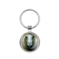 Круглый брелок, цвет серебро, Лошадка в тумане C0904021