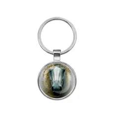 Круглый брелок, цвет серебро, Лошадка в тумане C0904021